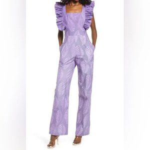 NEW $300 SIKA Tagoe Leaf print Cotton Jumpsuit purple HANDMADE JUMPER 6